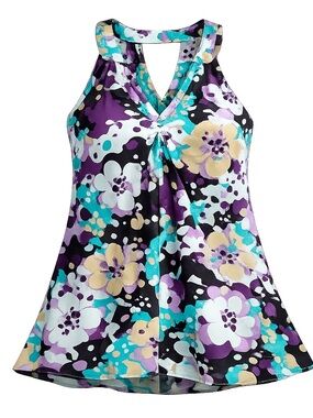 GAP Floral Halter Tank in Purple, Teal, Black, Cream